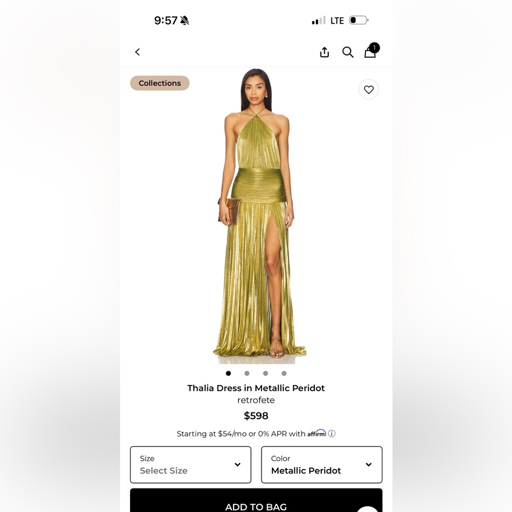 Retrofete Thalia Dress Shimmering Green Halter Gown